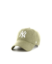 Бейсболка з м'якої замші '47 Brand New York Yankees Ballpark Sued кольору хакі з білим логотипом NY, вигляд спереду