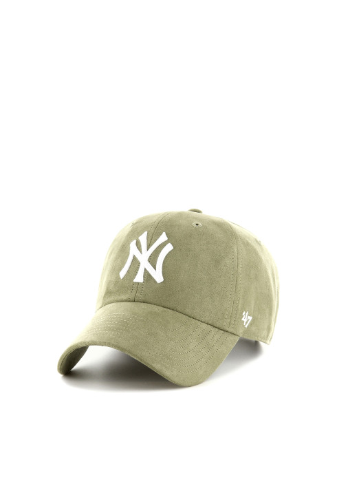 Бейсболка з м'якої замші '47 Brand New York Yankees Ballpark Sued кольору хакі з білим логотипом NY, вигляд спереду