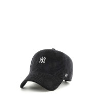 Чорна вельветова бейсболка '47 Brand New York Yankees Cord Base Run з білим логотипом NY, вигляд спереду