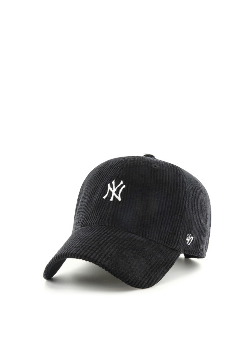 Чорна вельветова бейсболка '47 Brand New York Yankees Cord Base Run з білим логотипом NY, вигляд спереду