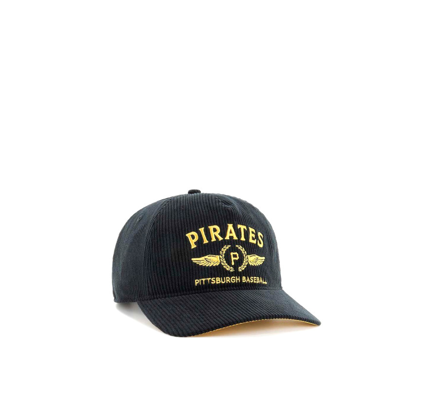 Чорна вельветова кепка '47 Brand Pittsburgh Pirates Sky High під кутом