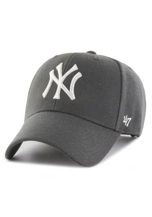 Сіра бейсболка '47 Brand NEW YORK YANKEES MVP з вишитим білим логотипом NY та пластиковим регулюванням ззаду