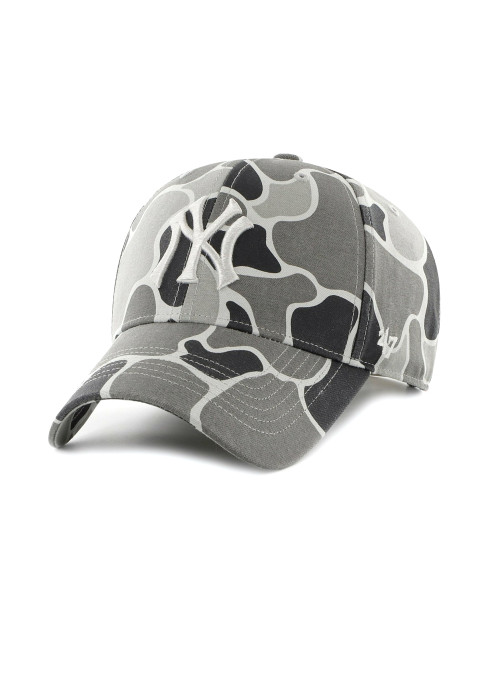 Бейсболка '47 Brand New York Yankees DUCK CAMO (сірий камуфляж) з світло-сірим вишитим логотипом