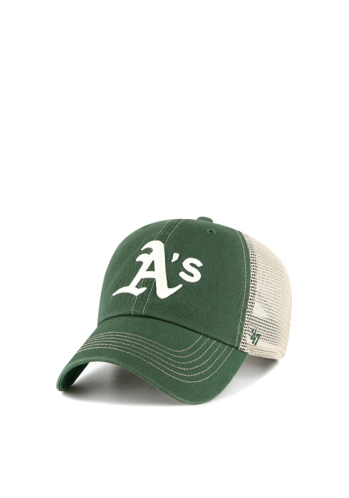 Зелена кепка-тракер '47 MLB Oakland Athletics із жовтим логотипом, вигляд спереду.
