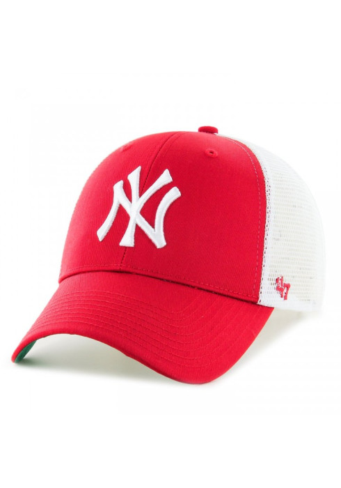 Червона/біла бейсболка '47 NEW YORK YANKEES Compact Captain тракер з білою вишивкою логотипу та сітчастою задньою частиною