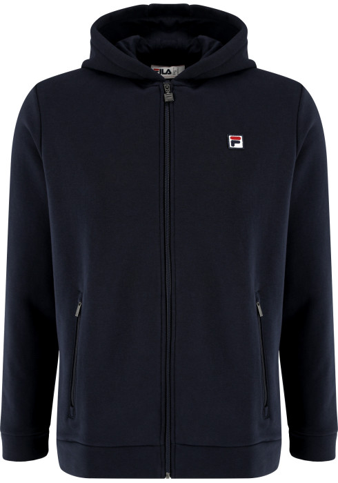 Темно-синій чоловічий трикотажний джемпер FILA Men's Knitted Jacket на блискавці студійний вигляд спереду