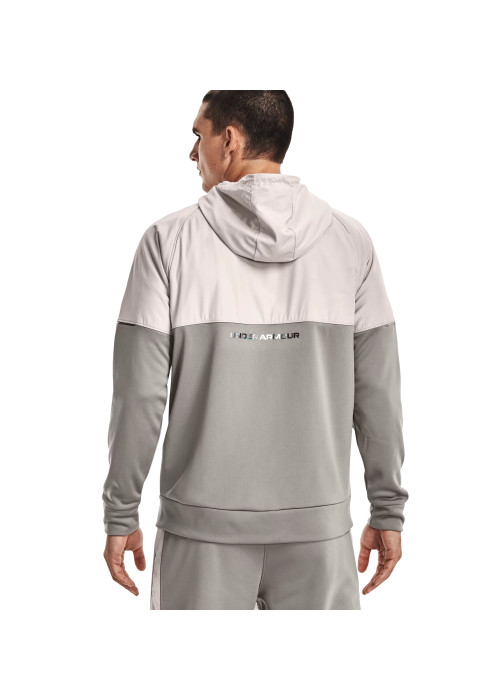 Сірий чоловічий спортивний джемпер Under Armour Armor Fleece Storm Full Zip вид ззаду на моделі