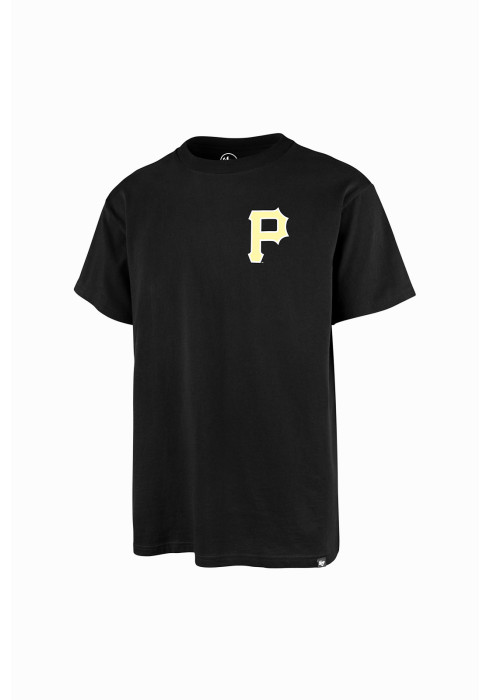 Чорна чоловіча футболка '47 Brand MLB Pittsburgh Pirates Backer з невеликим логотипом на грудях студійний вигляд спереду на білому тлі