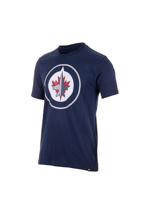 Темно-синя чоловіча футболка '47 Brand Winnipeg Jets Imprint з великим круглим логотипом команди на грудях студійний вигляд спереду на білому тлі