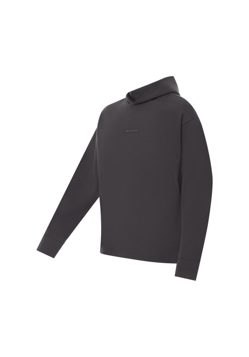 Темно-сірий чоловічий худі New Balance Athletics Linear Fleece студійний вигляд під кутом спереду на білому тлі