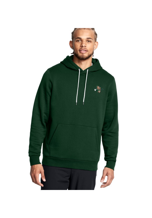 Чоловік у зеленому худі Under Armour Icon Fleece Goin' Under Hoodie спереду на білому тлі