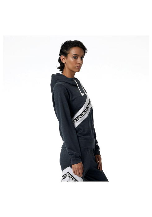 Жіноче худі New Balance Relentless Terry Layer WT21179BK, чорне, з технологією NB DRY, вільний крій, діагональний логотип. - фото 2