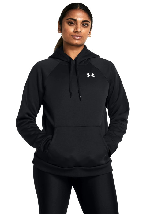 Жіноче худі Under Armour Armour Fleece Hoodie 1386507, чорне, з кишенею-кенгуру, з переробленого поліестеру.