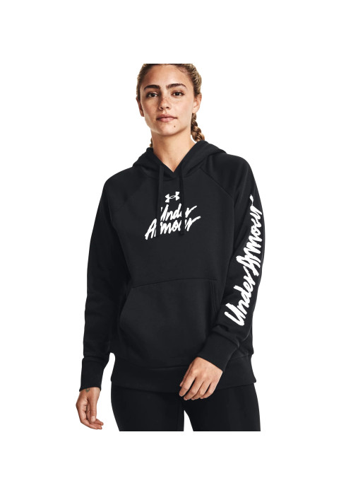 Жіноче флісове худі Under Armour Rival Fleece Graphic Hdy чорний та бірюзовий колір (1379609)