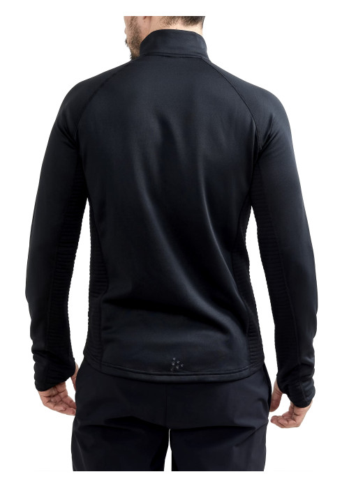 Чоловіча чорна флісова кофта CRAFT ADV Tech Fleece Thermal Midlayer вид ззаду на білому тлі