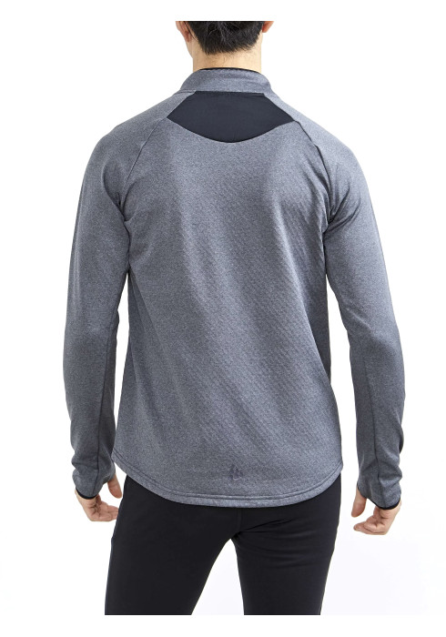 Чоловіча сіра спортивна кофта Craft Core Trim Thermal Midlayer вид ззаду на білому тлі
