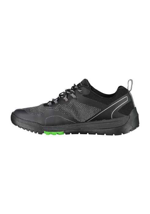 Чоловічі чорні кросівки CMP Lothal Bike Shoe у профіль з зеленою підошвою Vibram та логотипом