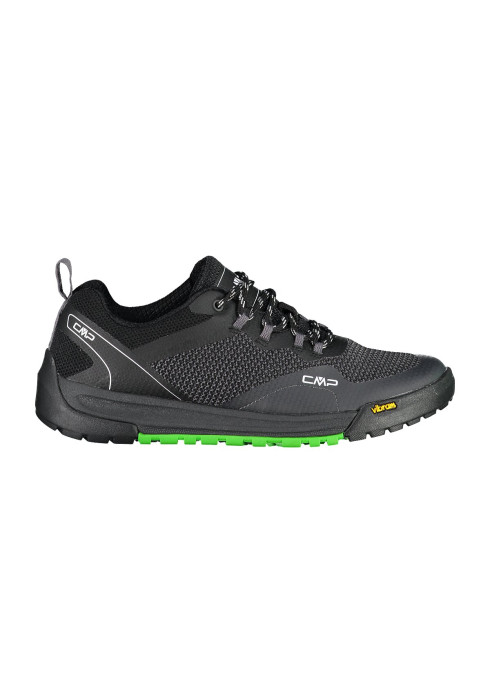 Чоловічі чорні кросівки CMP Lothal Bike Shoe у профіль з підошвою Vibram та яскраво-зеленим протектором