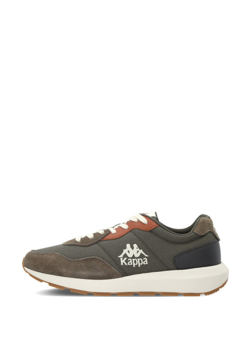 Чоловічі хакі кросівки Kappa Authentic Run у профіль з білим логотипом бренду та світлою підошвою