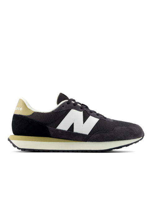 Чоловічі замшеві кросівки New Balance 237 у темно-сірому кольорі з білим логотипом N, вигляд збоку