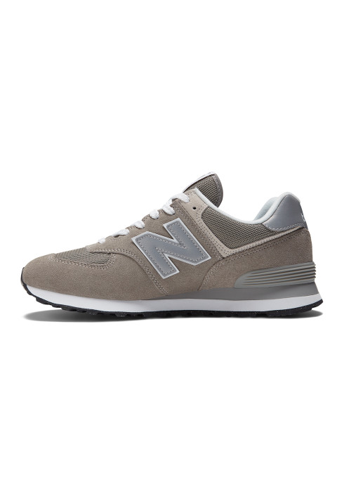 Чоловічі класичні кросівки New Balance 574 Classic GL у профіль з внутрішньої сторони з сірим верхом та білою проміжною підошвою
