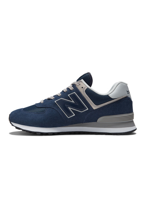 Чоловічі класичні кросівки New Balance 574 Classic GL у профіль з внутрішньої сторони з темно-синім верхом та білою проміжною підошвою