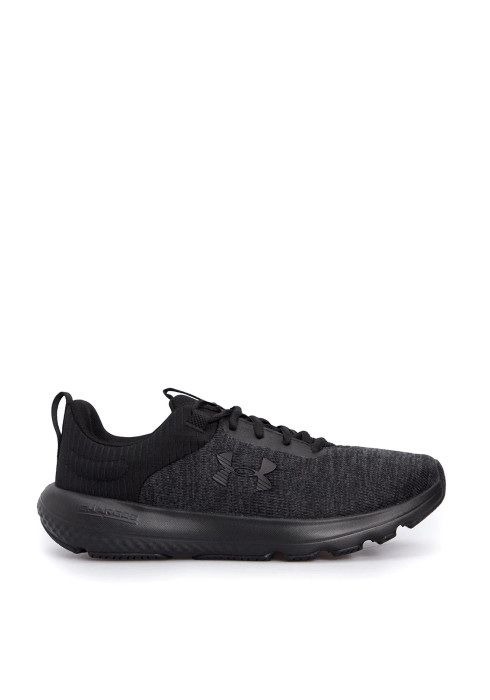 Чоловічі чорні кросівки UA Charged Revitalize Running Shoes у профіль з логотипом Under Armour та підошвою