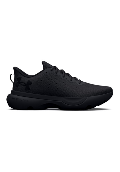Чоловічі чорні бігові кросівки Under Armour UA Infinite Running у профіль з фірмовим логотипом та підошвою HOVR