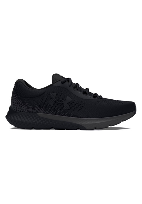 Чоловічі чорні бігові кросівки Under Armour UA Rogue 4 Running у профіль з фірмовим логотипом та амортизуючою підошвою