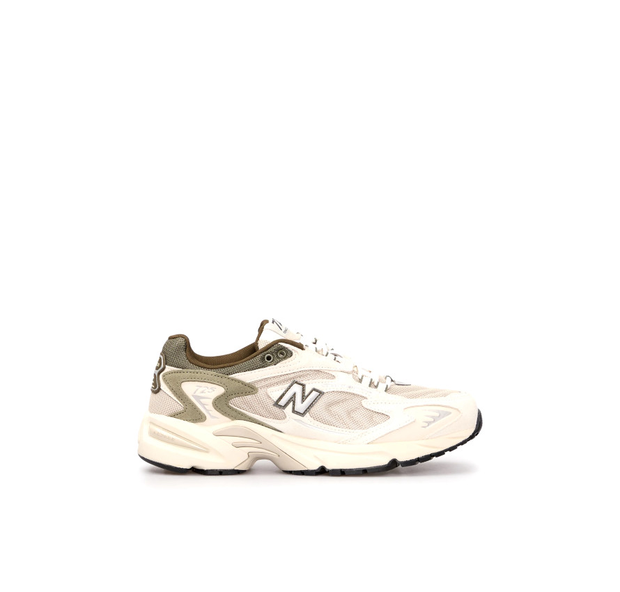 Унісекс світло-бежеві кросівки New Balance 725 у профіль з оливковими деталями та масивною підошвою
