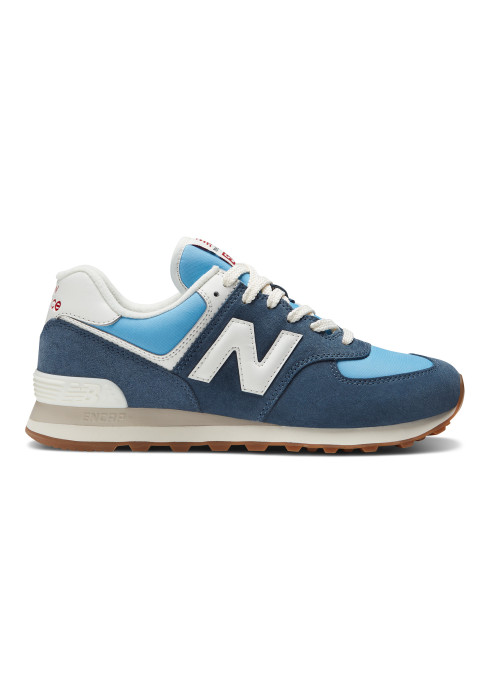 Унісекс кросівки New Balance U574 синього та блакитного кольору у профіль з білим логотипом N