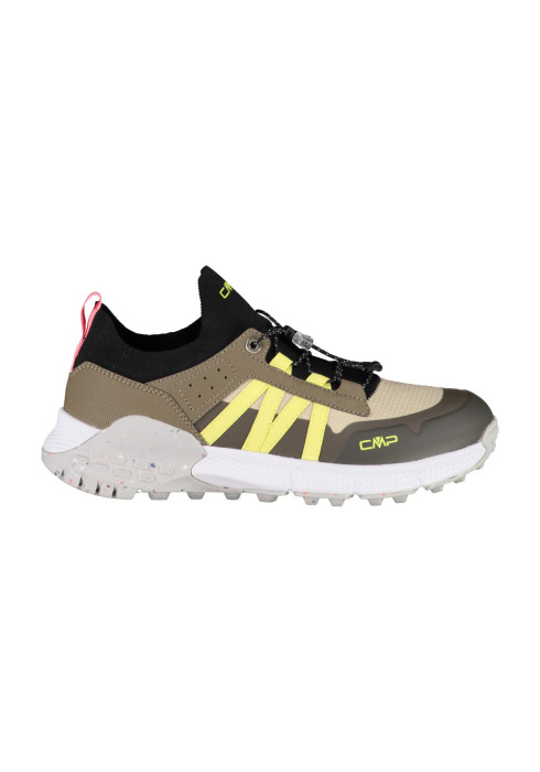 Жіночі кросівки CMP Hosnian Low Wmn Shoe у профіль з комбінованим верхом, білою підошвою та жовтими акцентами