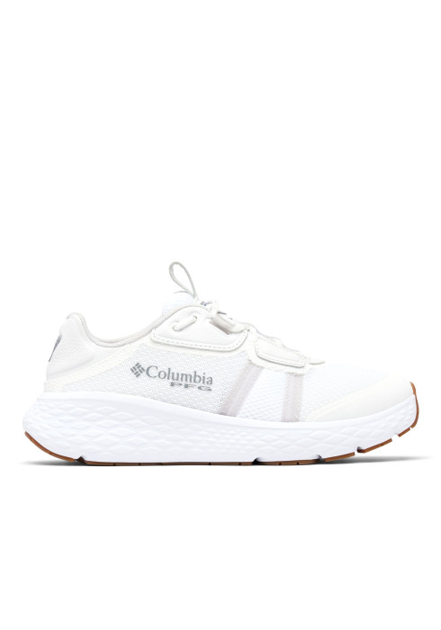 Жіночі білі кросівки Columbia PFG Castback TC Shoe у профіль з фірмовим логотипом та масивною підошвою