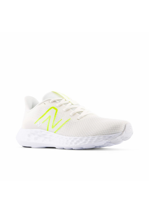 Жіночі білі кросівки New Balance 411 V3 спереду під кутом з амортизуючою підошвою