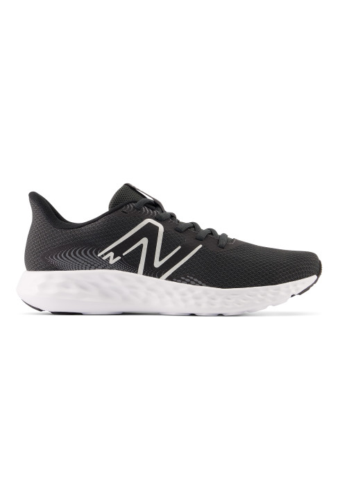 Жіночі темно-сірі кросівки New Balance 411 V3 у профіль з білим логотипом N та білою підошвою