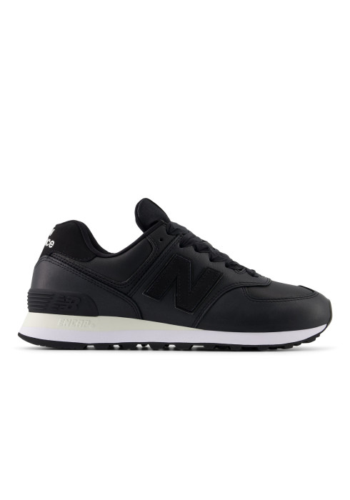 Жіночі чорні кросівки New Balance 574 у профіль з фірмовим логотипом N та технологією ENCAP