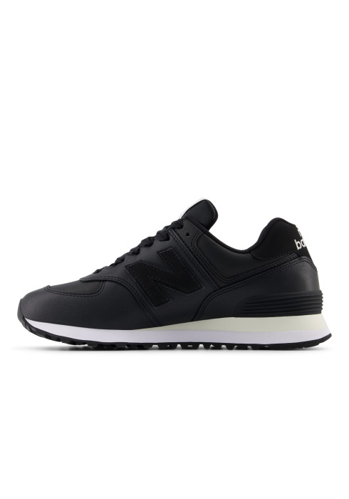 Жіночі чорні кросівки New Balance 574 у профіль з внутрішньої сторони з гладкої шкіри