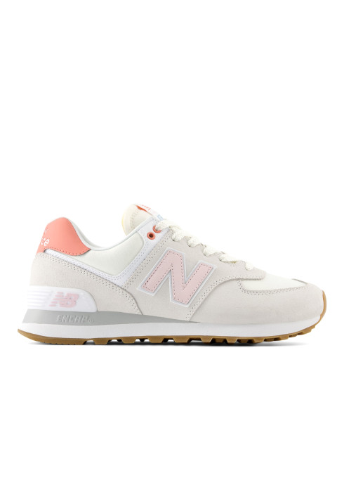 Жіночі кросівки New Balance 574 у профіль з фірмовим рожевим логотипом N та технологією ENCAP