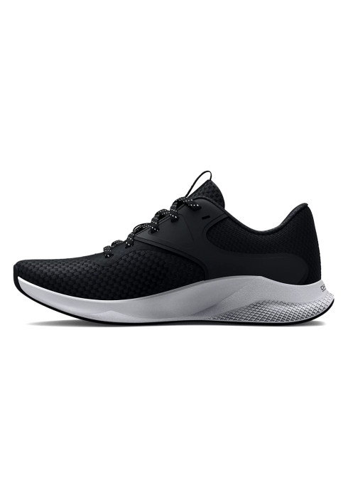 Жіночі чорні кросівки Under Armour W Charged Aurora 2 у профіль з внутрішньої сторони з білою підошвою
