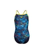 Синій дитячий купальник Arena Daly Swimsuit з кольоровим логотипом та відкритою спинкою - фото 6