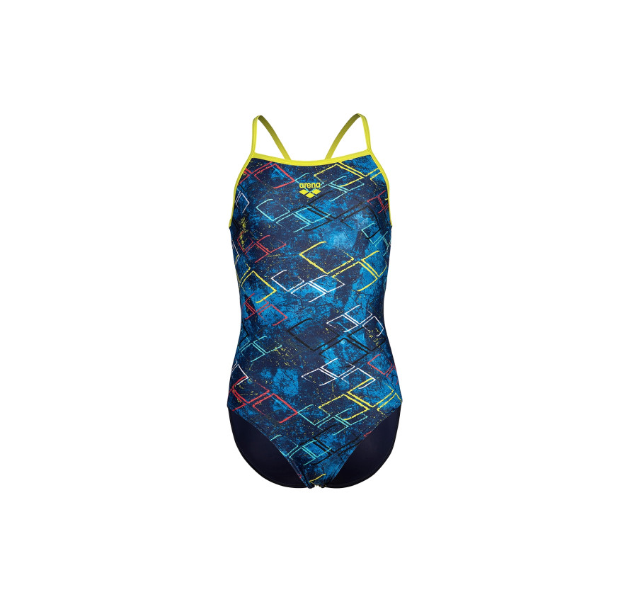 Синій дитячий купальник Arena Daly Swimsuit з кольоровим логотипом та відкритою спинкою - фото 6