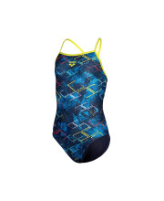 Синій дитячий купальник Arena Daly Swimsuit з кольоровим логотипом та відкритою спинкою - фото 7