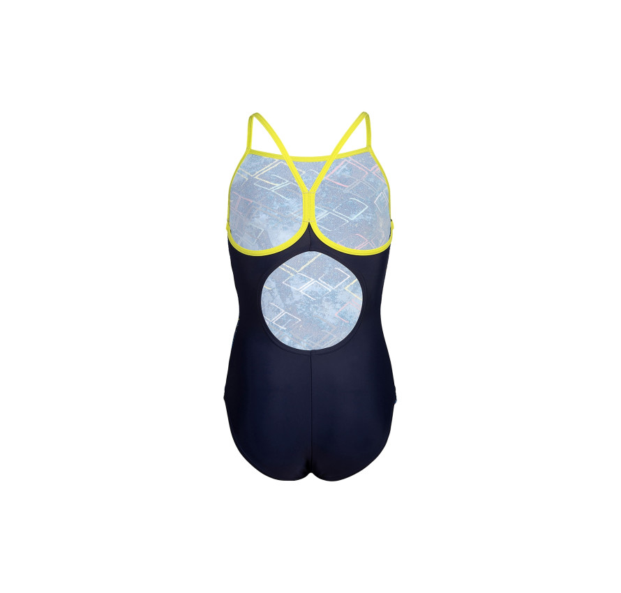 Синій дитячий купальник Arena Daly Swimsuit з кольоровим логотипом та відкритою спинкою - фото 8