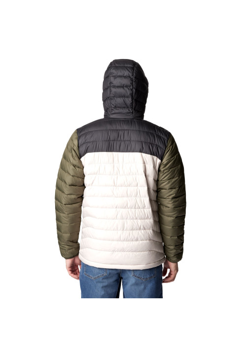 Чоловіча триколірна куртка Columbia Powder Lite Hooded вид ззаду на моделі