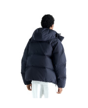 Чоловіча темно-синя пухова куртка New Balance Premium Down Jacket з капюшоном, вигляд ззаду
