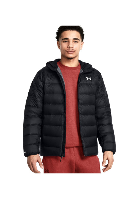 Чоловіча чорна пухова куртка Under Armour UA Legend з капюшоном на моделі спереду