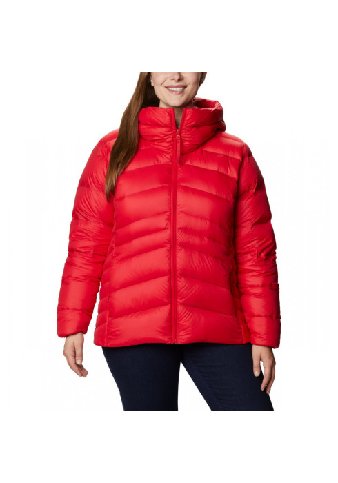 Жіноча червона пухова куртка Columbia Autumn Park Down Hooded Jacket з технологією Omni-Heat та пухом 650 FP арт. 1909231658 на моделі спереду