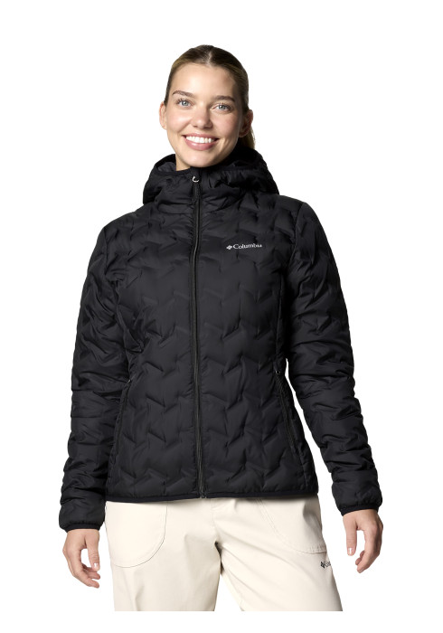 Жіноча пухова куртка Columbia Delta Ridge II Down Hooded Jacket арт. 2088251-010 на моделі спереду по пояс
