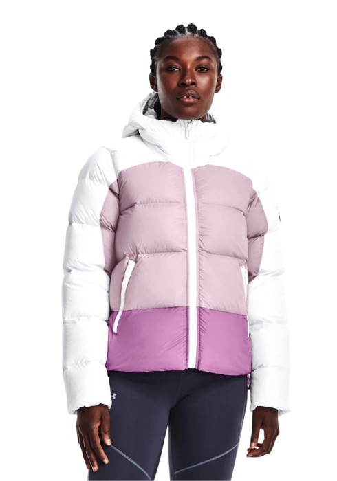 Жіноча пухова куртка Under Armour CGI Down Blocked Jkt з технологією UA Storm та ColdGear Infrared арт. 1372645-100 на моделі спереду