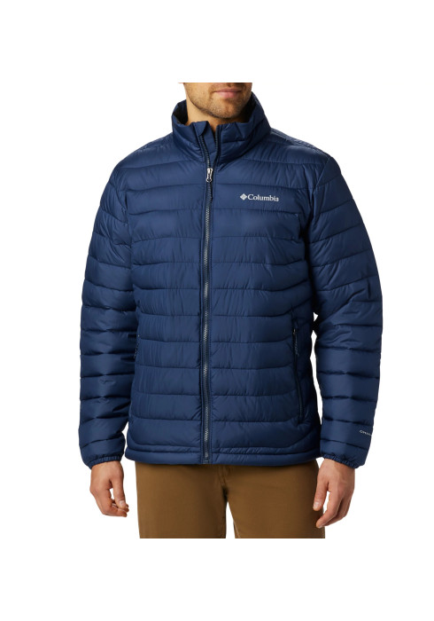 Чоловіча синя утеплена куртка Columbia Powder Lite Jacket на моделі спереду